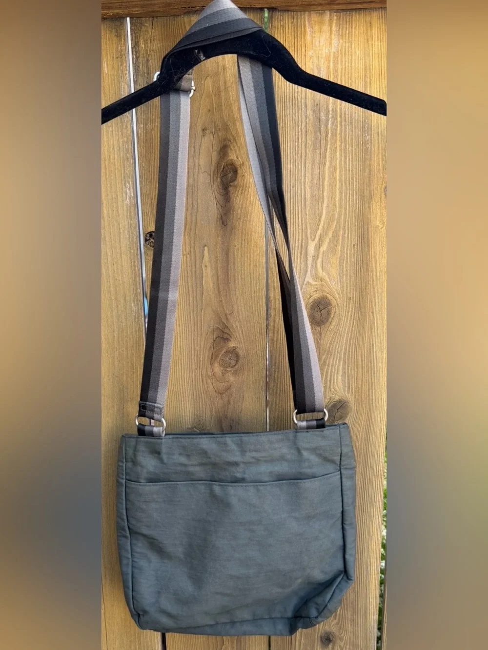 Baggallini gray Crossbody  Bag with Striped Strap